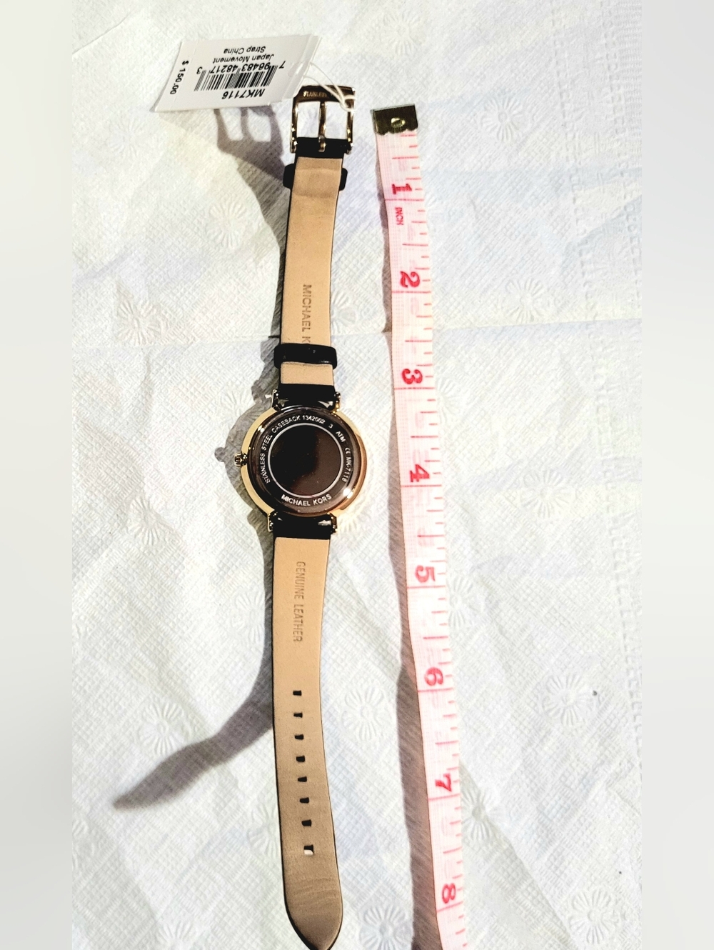 Womens Michael Kors Black Dial Leather Strap Watch with Gold Accents - Picture 6 of 9